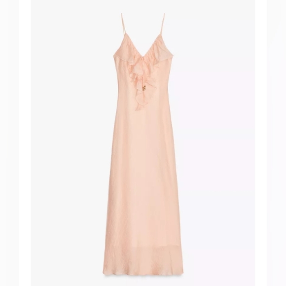 Zara Ruffled Midi Slip Dress - Picture 6 of 8